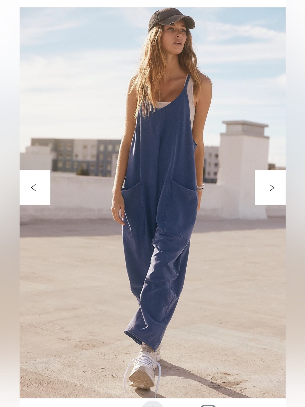 Free People FP Movement Hot Shot Jumpsuit Misty Blue Boho Lived In Casual XS